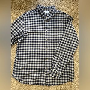 Men’s Checkered Button up Shirt, Grey & Blue